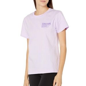 NWOT Spalding Women's Activewear Cotton Tee Script Print Lilac Purple T-Shirt XS